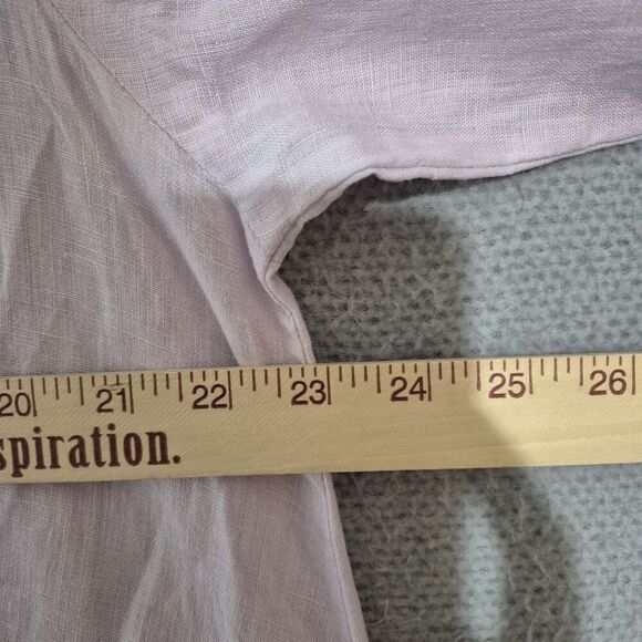 Flax Women's Lilac Linen Lagenlook Long Sleeve Pocket Tunic Top Medium - Picture 7 of 8